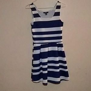 Blue and white striped dress